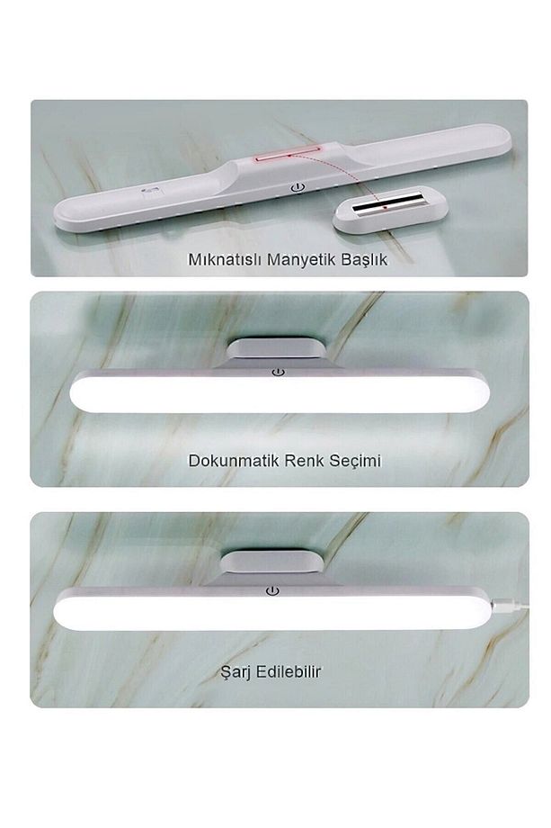 Mıknatıslı Şarjlı Led Işık Micro Usb Şarjlı Kablosuz Led Lamba 3 Farklı Işık Cata Martı Led Aplik - 3