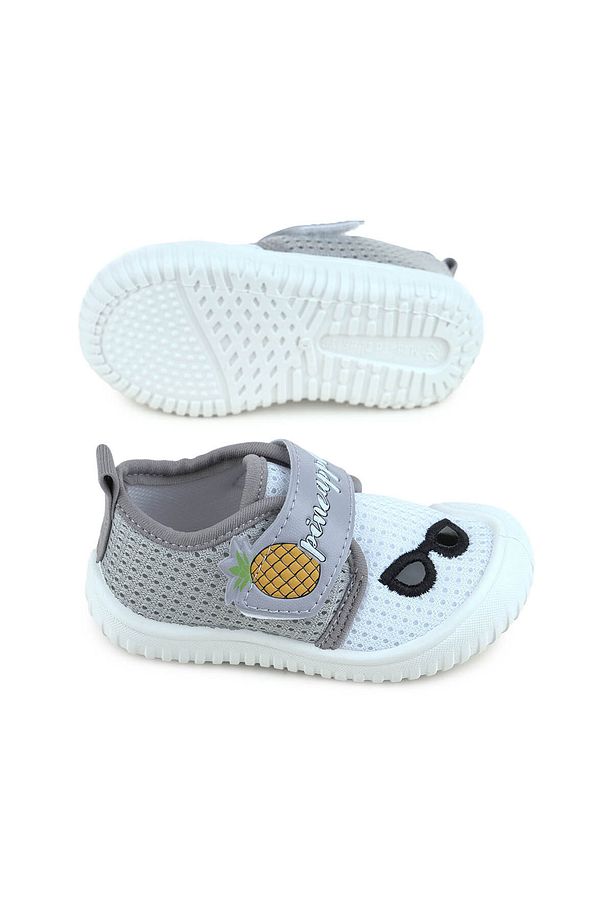 Erkek Çocuk Ev Okul Yumuşak Keten Ayakkabı Panduf Ananas Model Kayma Yapmaz Taban - 5