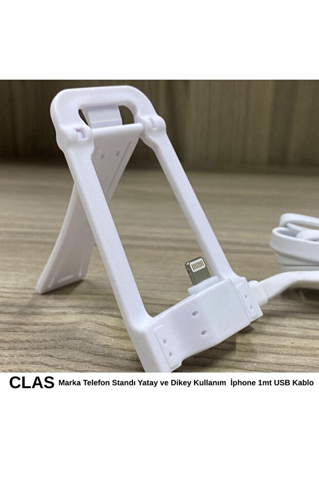 Standlı Iphone USB Şarj Data Kablosu 1mt - 1