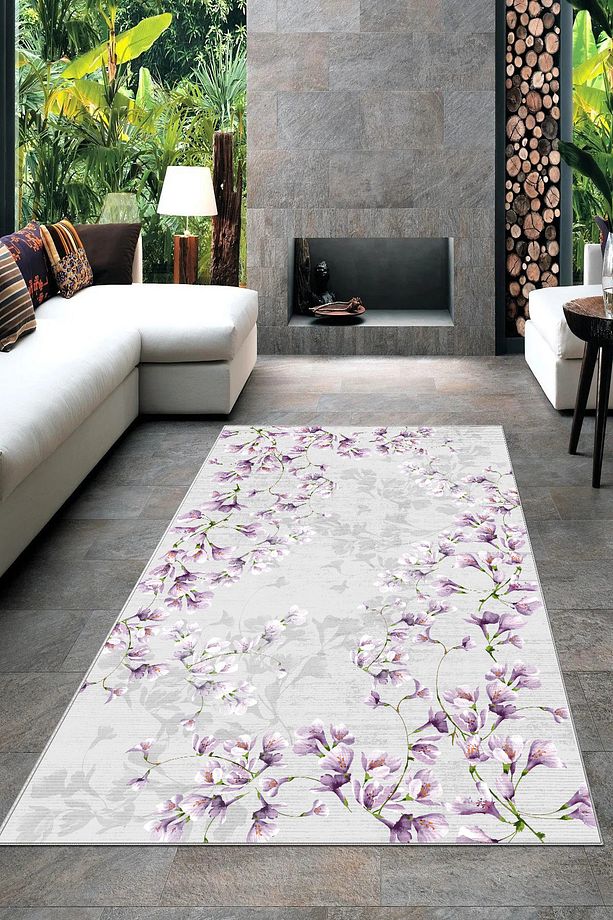 Çiçekli Model Kaymaz Taban Yıkanabilir Baskılı Yolluk Halı Mutfak Halısı - 2