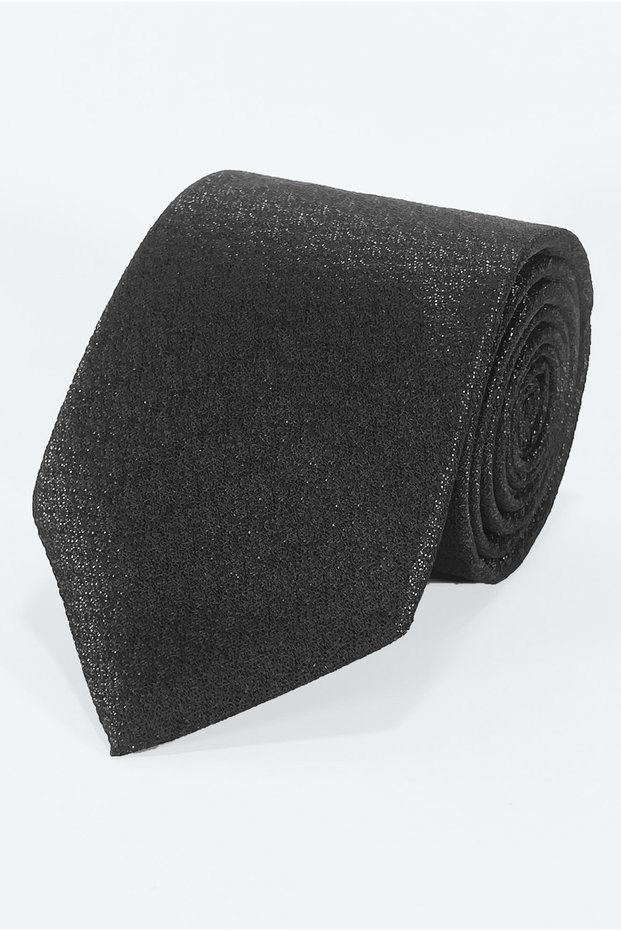 Dark Anthracite Grey Textured Tie and Pocket Square Set – 7 cm