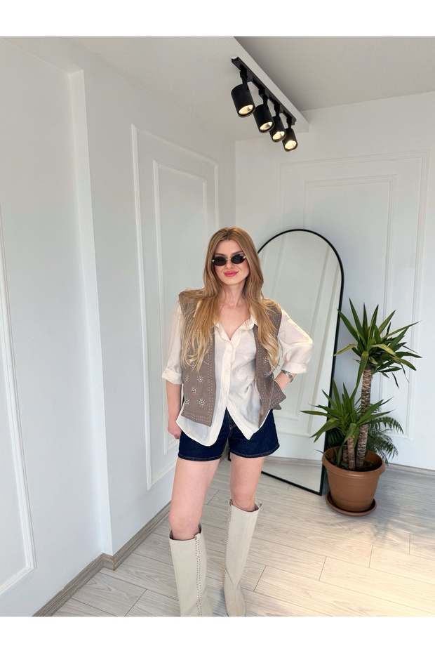 Koyu Mavi Fit Denim Şort - 8