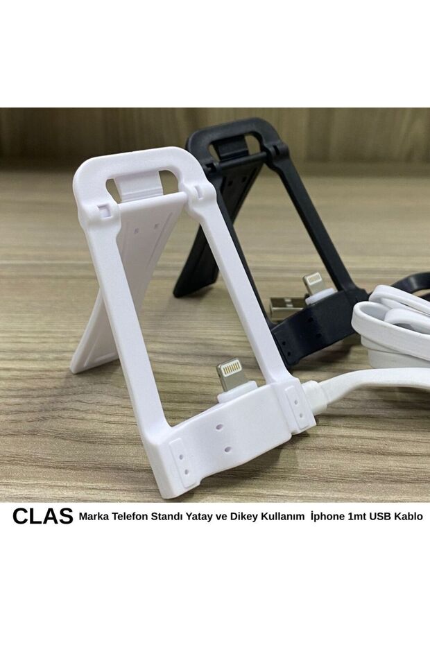 Standlı Iphone USB Şarj Data Kablosu 1mt - 2