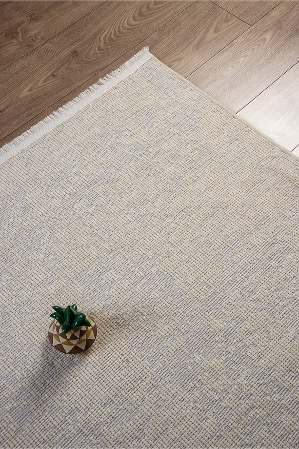 Beyaz Şönil Kilim Salon Oturma Çocuk Odası Dokuma Makine Halısı Mutfak Hasır Sisal Yolluk - 3