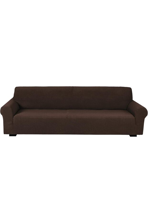 High Stretch 4 Seater Sofa Cover 230-300cm Size Brown