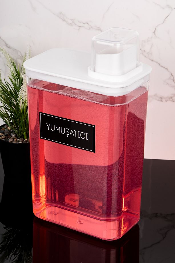 Kendinden Ölçekli Deterjan Kutusu Yumuşatıcı Etiketli 3000ml Mika Deterjanlık Yumuşatıcı Kutusu - 2