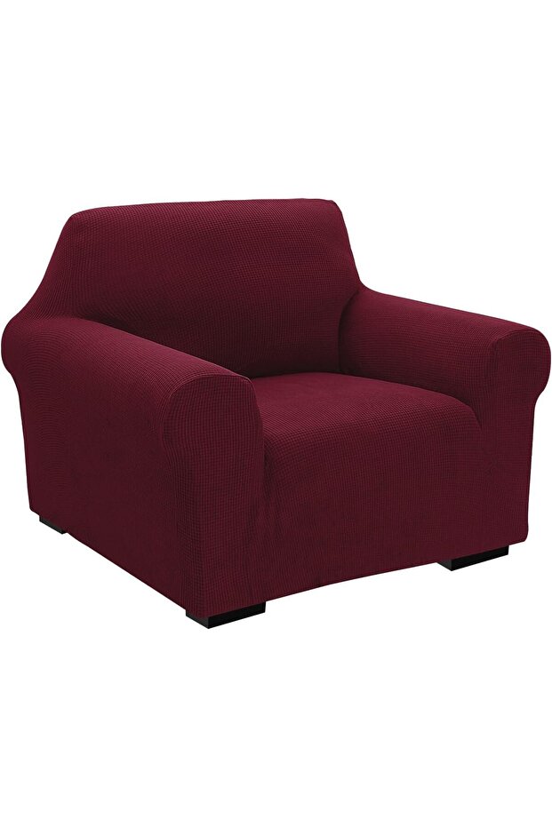 High Stretch One Seater Sofa Cover Slipcover Free Size 80-120cm Burgundy