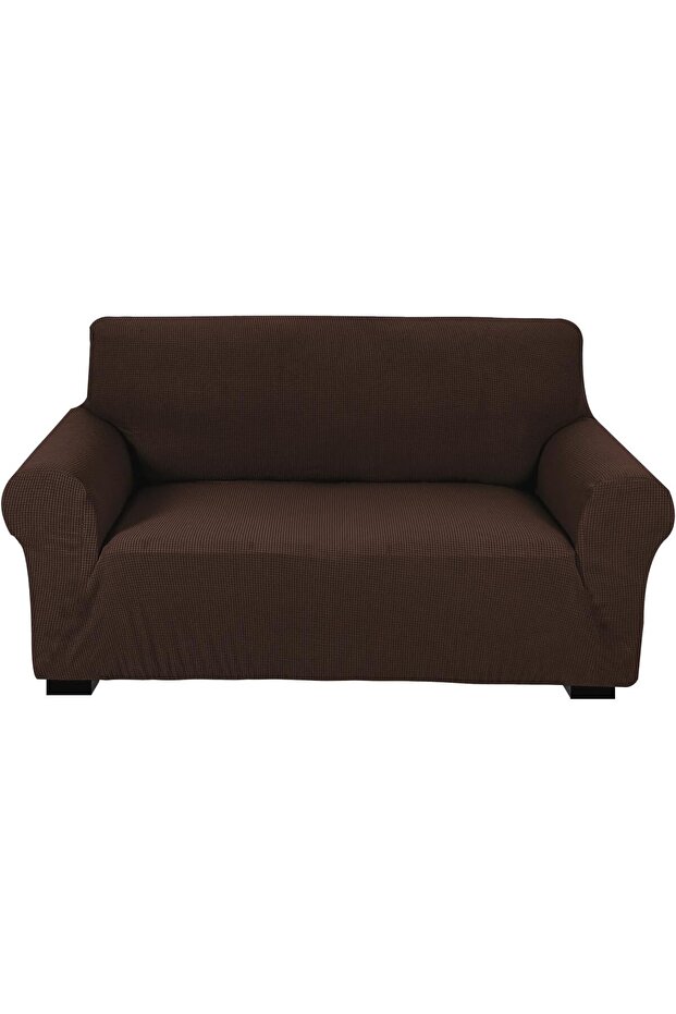 High Stretch 2 Seater Sofa Cover 140-175cm Size Brown