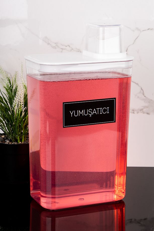 Kendinden Ölçekli Deterjan Kutusu Yumuşatıcı Etiketli 3000ml Mika Deterjanlık Yumuşatıcı Kutusu - 4
