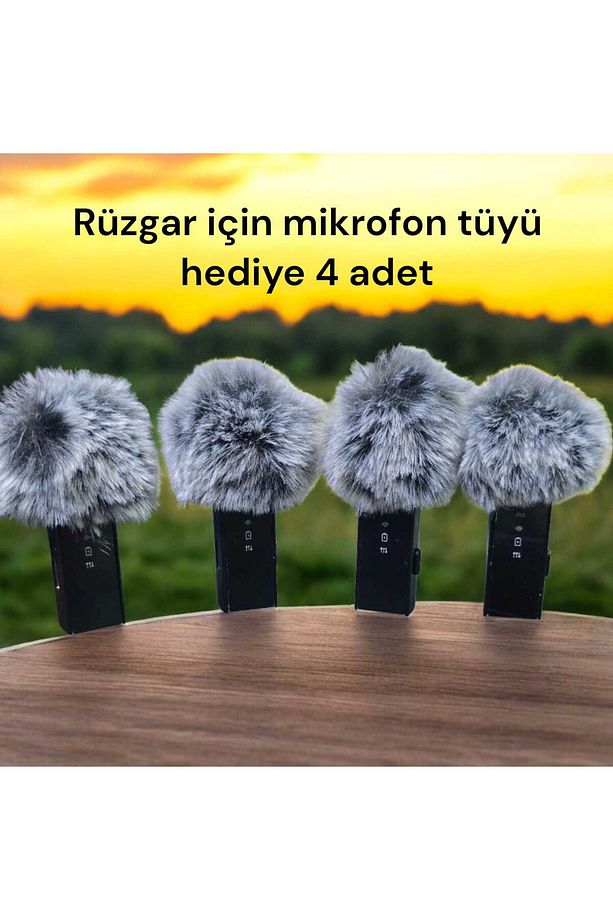 SX13 4 Mikrofonlu Iphone Ve Type-c Uyumlu Kablosuz Yaka Mikrofonu Şarj Göstergeli Gürültü Azaltma - 8