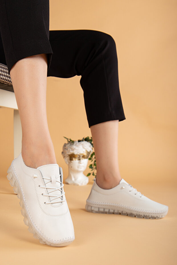 Genuine Leather Comfortable Orthopedic Daily Rubber Laced Soft Women's Shoes