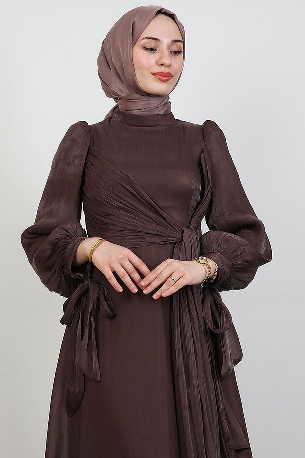 Sümbül Tesettür Elbise Acı Kahve - 5