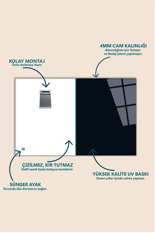 Pembe Nilüfer Çiçekleri Yatay Cam Tablo, Modern Ev Ofis Dekoru, Hediyelik Duvar Dekorasyonu Kırılmaz - 6