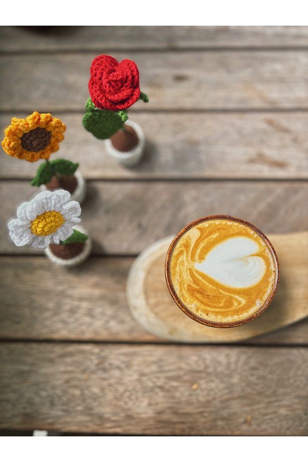 El Yapımı Mini Saksı Çiçek – Masa Süsü, Ayçiçeği - 5