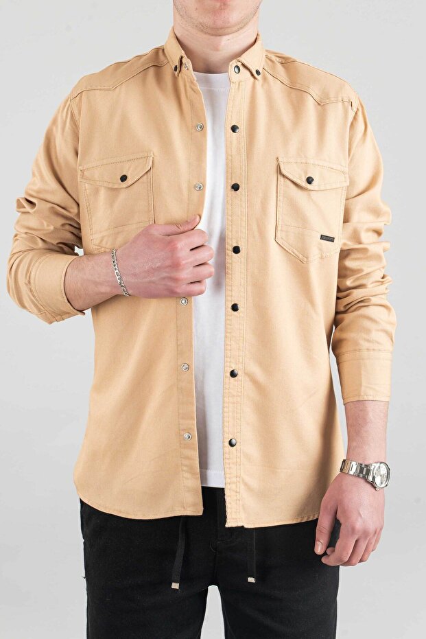 Slim Fit Erkek Kot Gömlek - 2