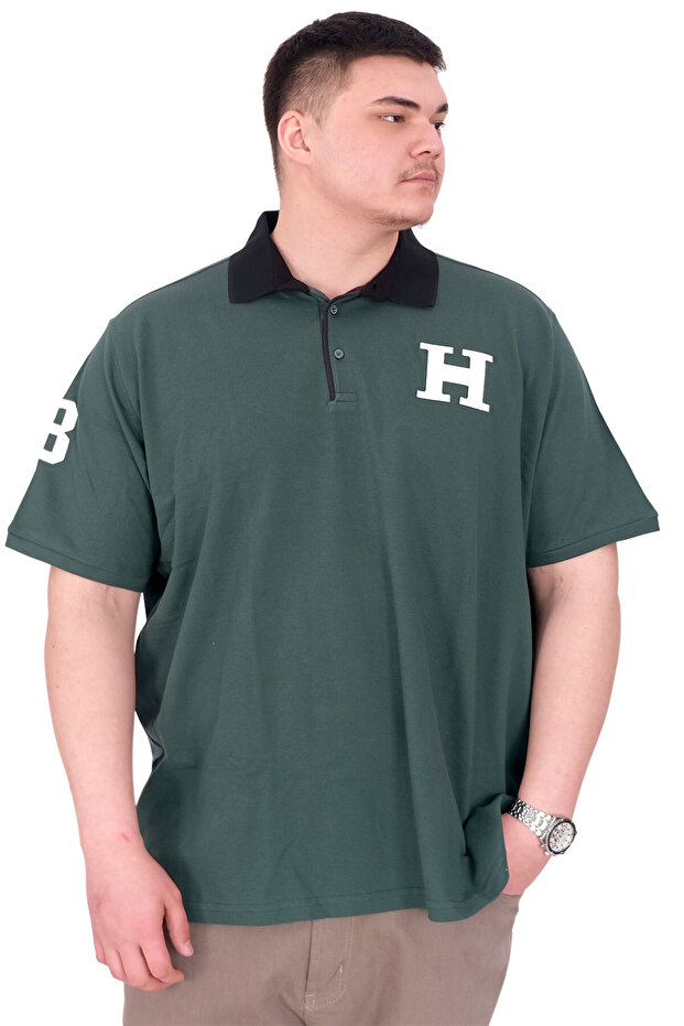 Mode XL Large Size Men's T-Shirt Polo Neck H Brouded U25312 Nefti
