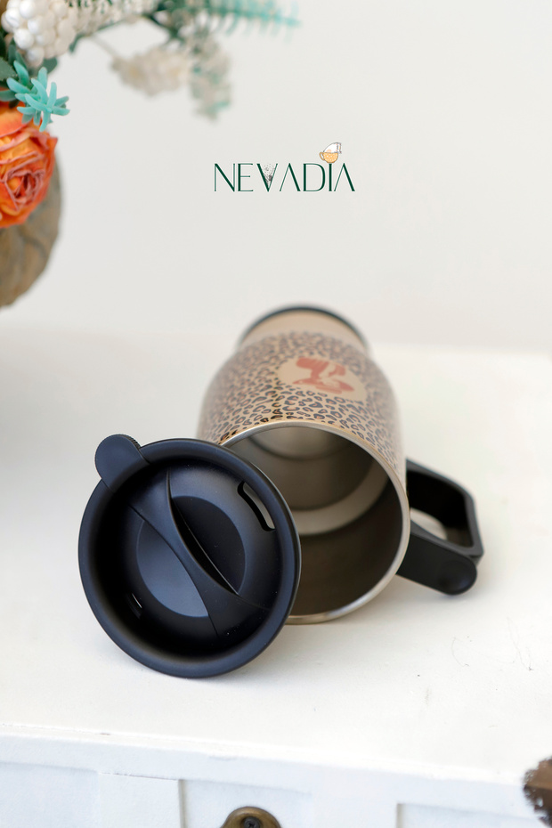 Leopar Desenli Kişisel Termos - 4