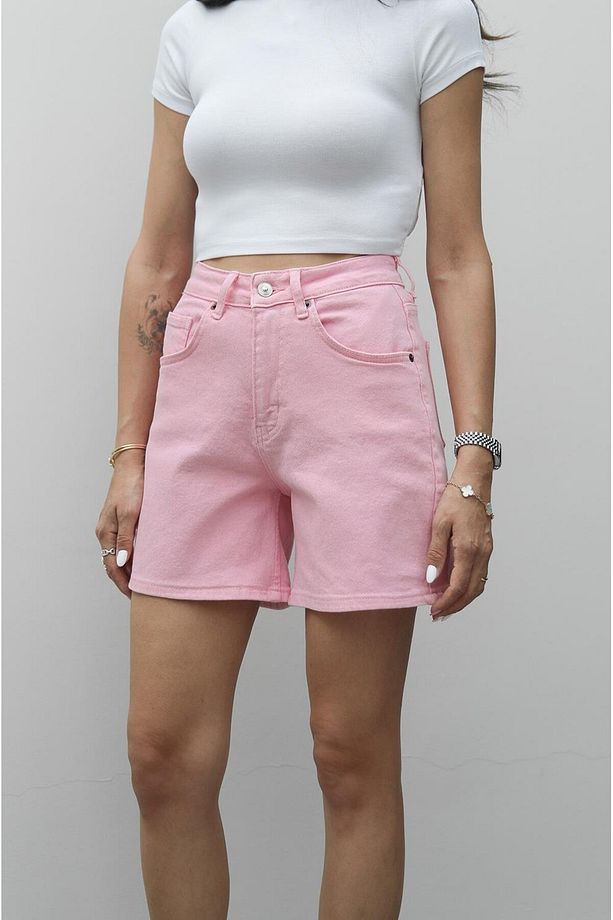 Pembe Fit Denim Şort - 3