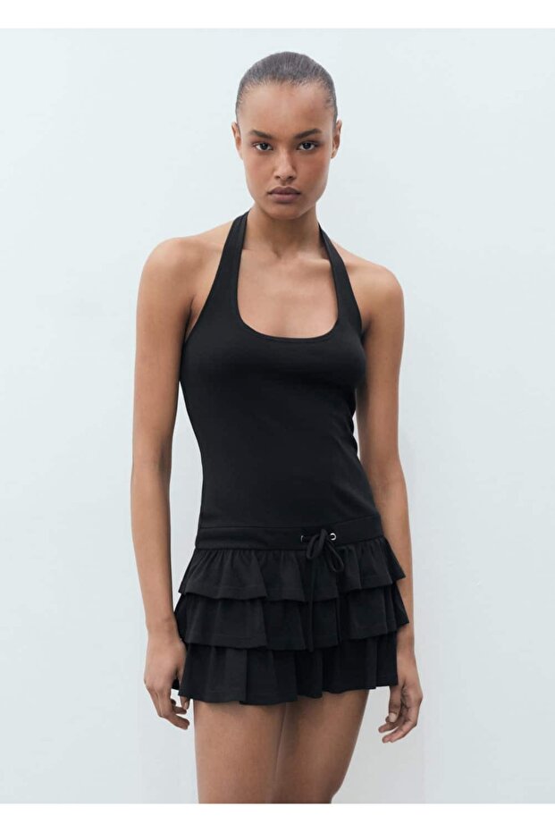 Fırfırlı kısa elbise - 1