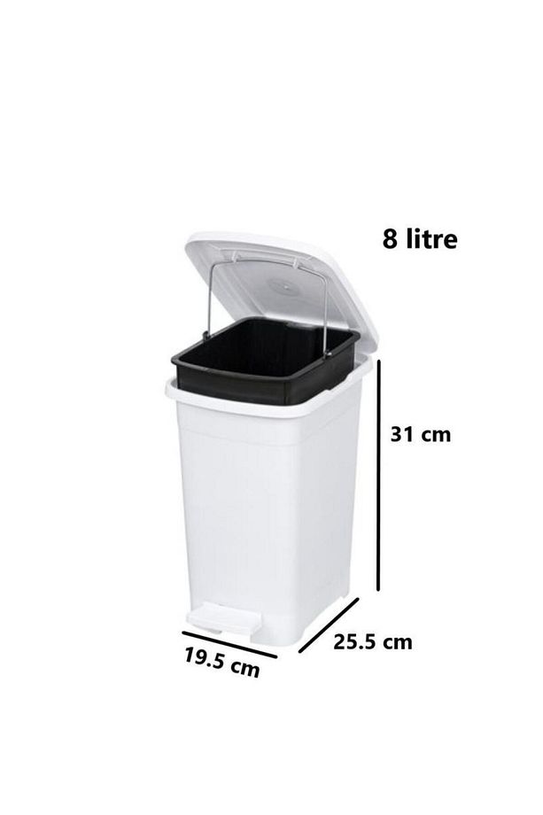 ELF-İ344 Slim Pedallı Plastik Çöp Kovası İç Kovalı 8 lt - 2