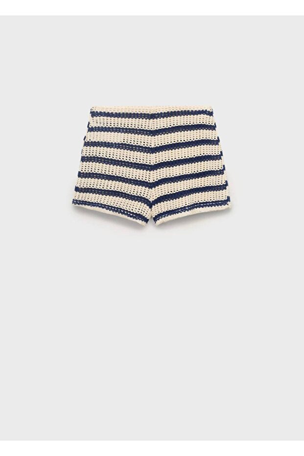 Çizgili kroşe şort - 3