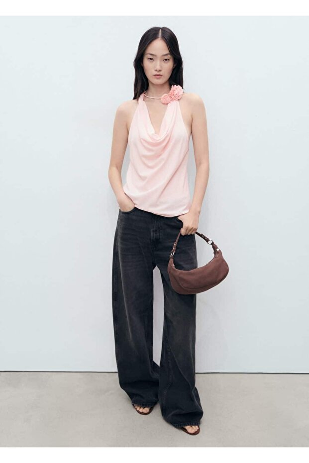 Çiçek detaylı drape bluz - 2