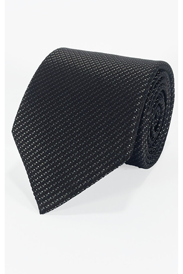 Anthracite Gray Striped Microfiber Tie - 7 cm Modern Cut - 1