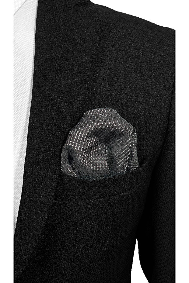 Anthracite Gray Striped Microfiber Tie - 7 cm Modern Cut - 4