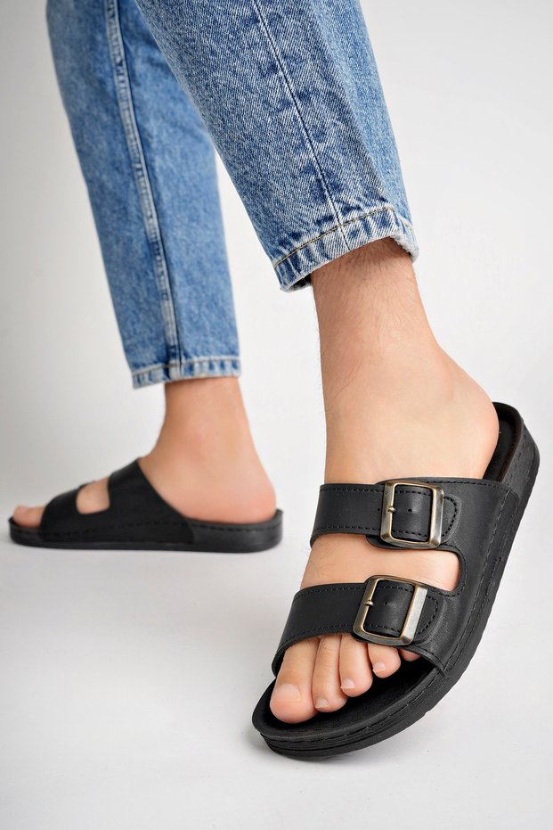 Uway men's double buckle orthopedic daily slipper