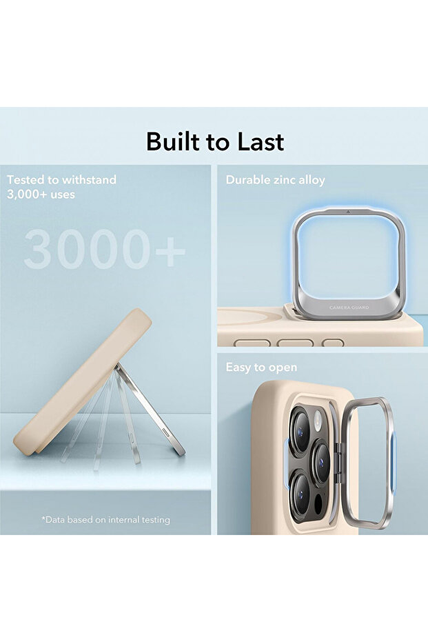 IPhone 15 Pro Max Case - ESR Cloud Soft HaloLock Kickstand - Light Tan - 7