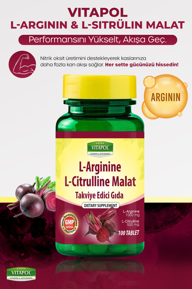 Arginine Citrulline Malat Kompleks 100 Tablet Arjinin Sitrülin - 1