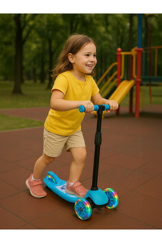 Frenli Denge Led Işıklı 3 Üç Tekerlekli Yükseklik Ayarlı Runner Twist Çocuk Scooter - 2