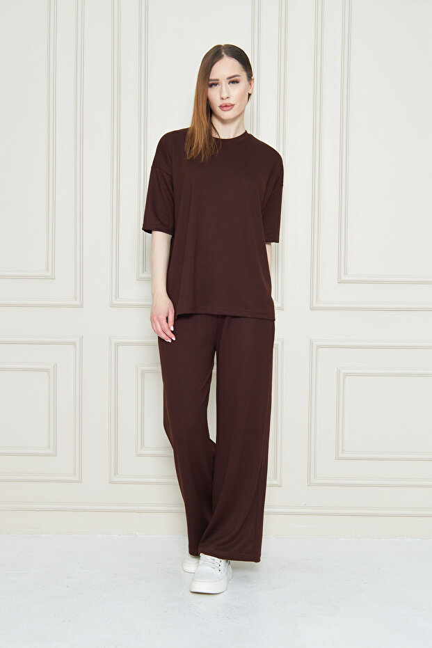Women's Plain Oversize Modal Fabric Short Sleeve Tracksuit Set
