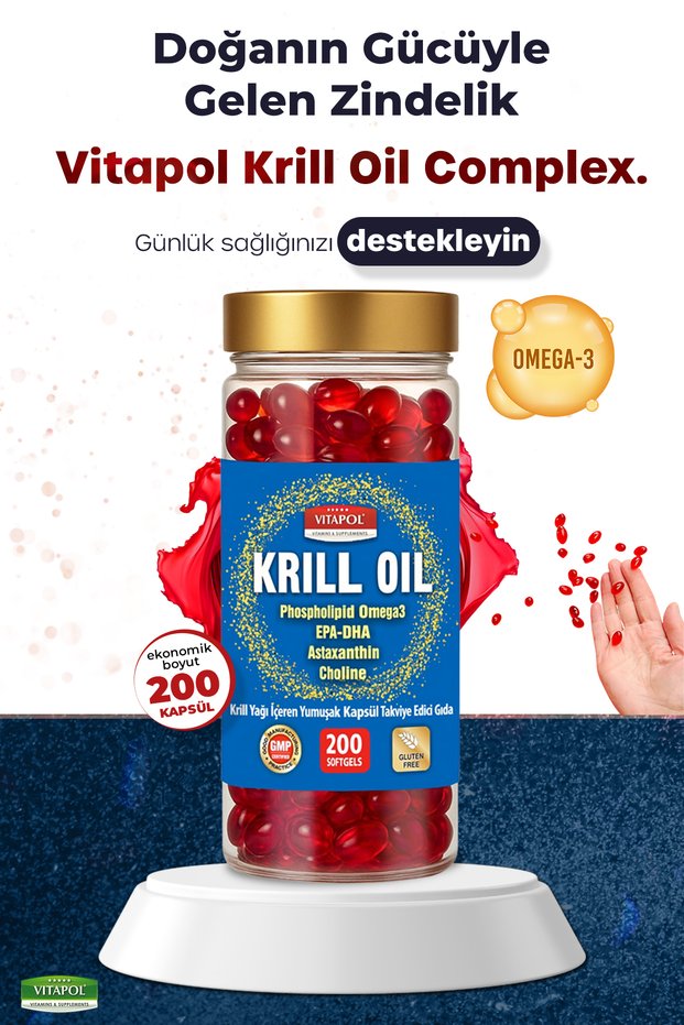 Krill Oil Complex Astaxanthin, Choline, Omega3, Epa Dha 200 Capsules Krill Oil