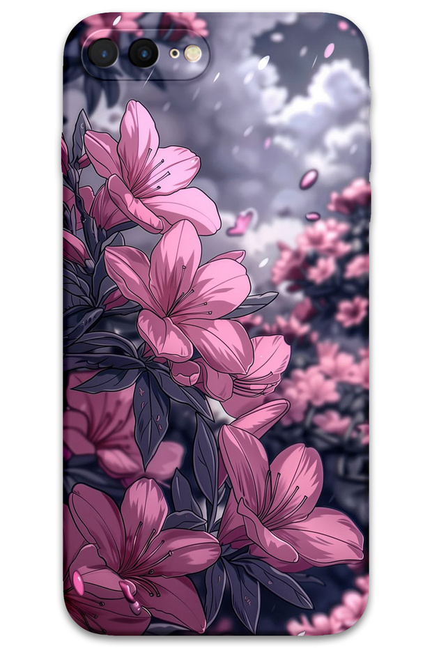 iPhone 7 Plus Compatible Flower Patterned Phone Case + Screen Protector - 5796