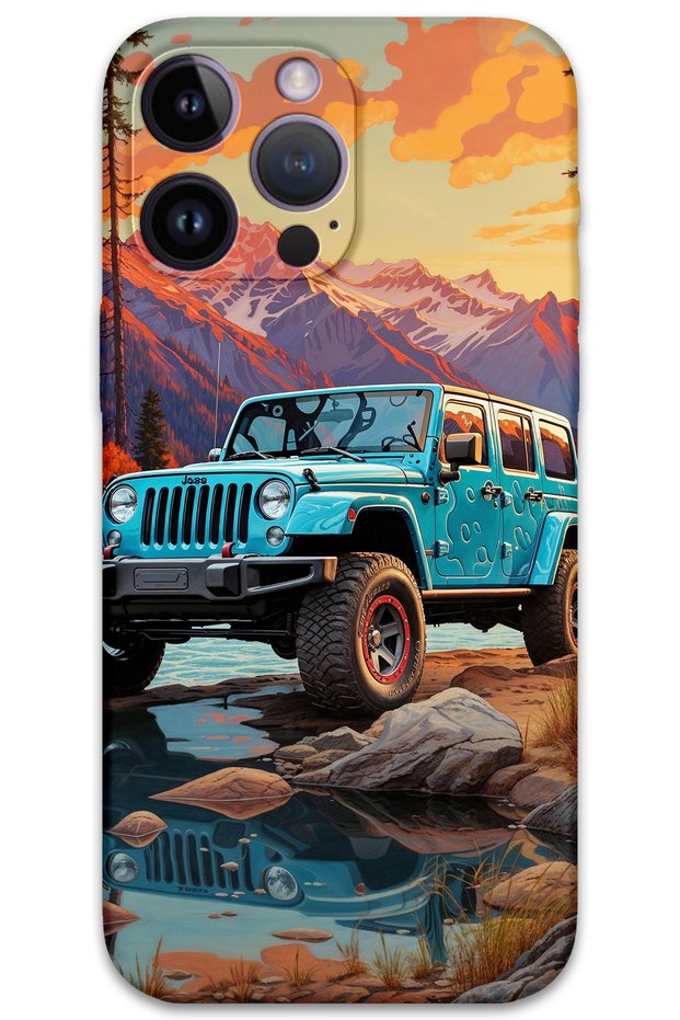 iPhone 14 Pro Compatible Car Patterned Phone Case + Screen Protector - 5758
