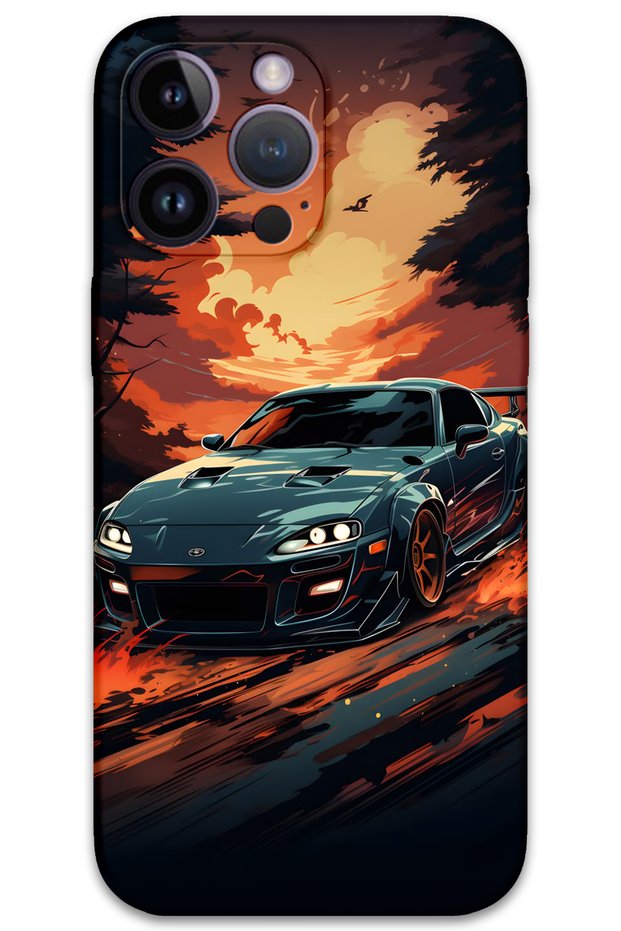 حافظة هاتف بنمط السيارة متوافقة مع هاتف iPhone 14 Pro + واقي شاشة - 5766
