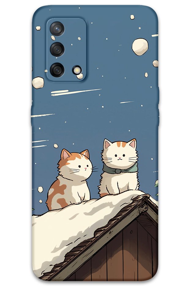 Oppo A74 Compatible Cat Patterned Phone Case + Screen Protector - 5780