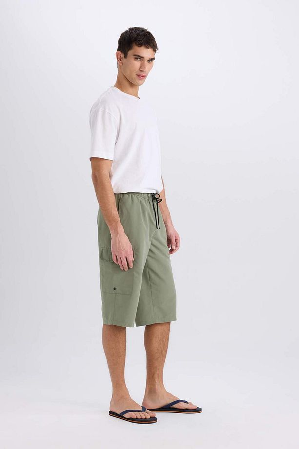 Long Fit File Astarlı Uzun Boy Kargo Cep Deniz Şortu E0905AX25HS - 2