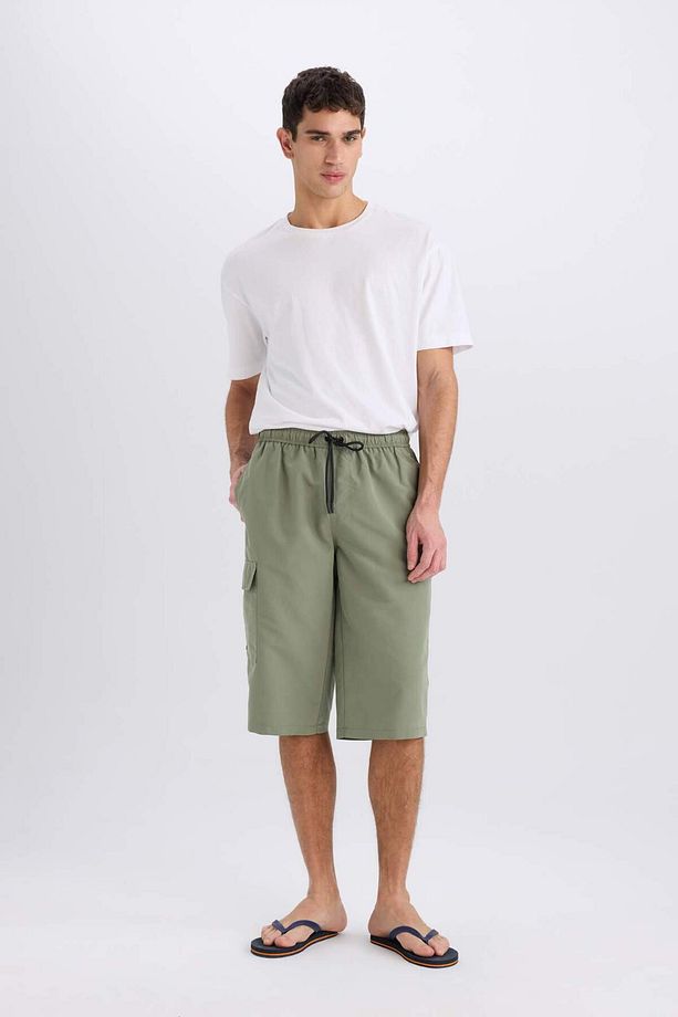 Long Fit File Astarlı Uzun Boy Kargo Cep Deniz Şortu E0905AX25HS - 1