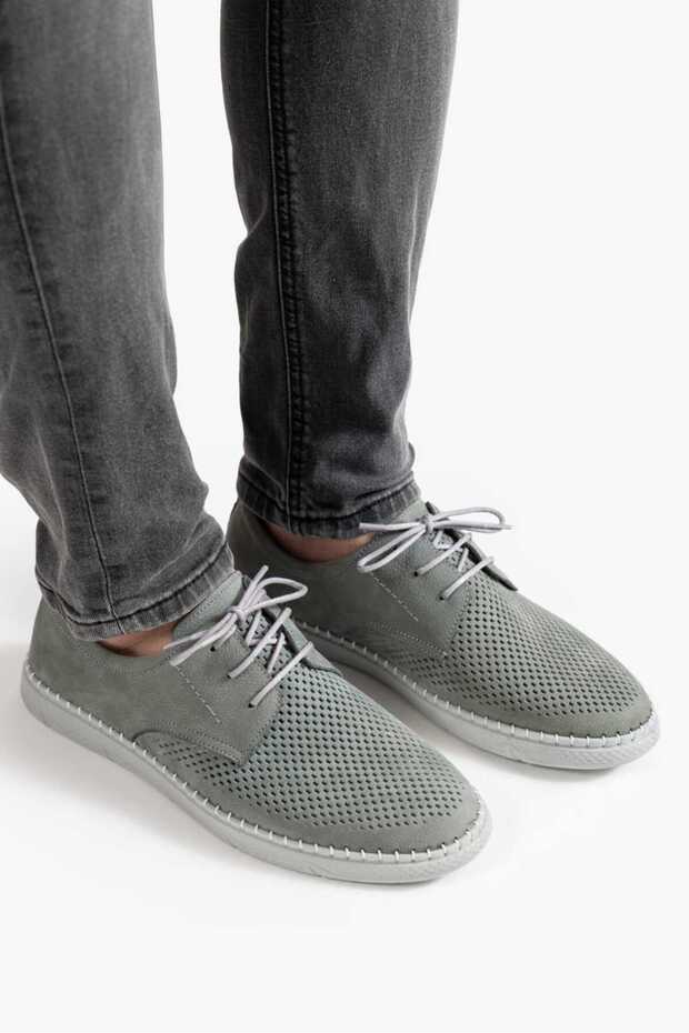 Men's Genuine Leather Shoes, Casual Shoes, Summer Shoes, Loafer Shoes Smoked Nubuck