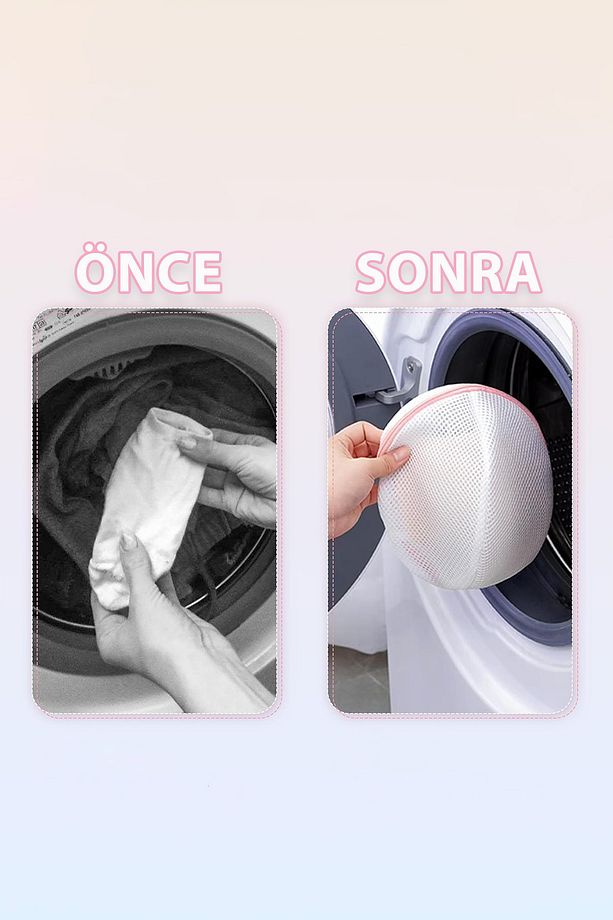 Sütyen Yıkama Topu 3 Adet Tekrar Kullanılabilir Renkli Südyen Çamaşır Çorap Yıkayıcı Kabı Organizer - 7