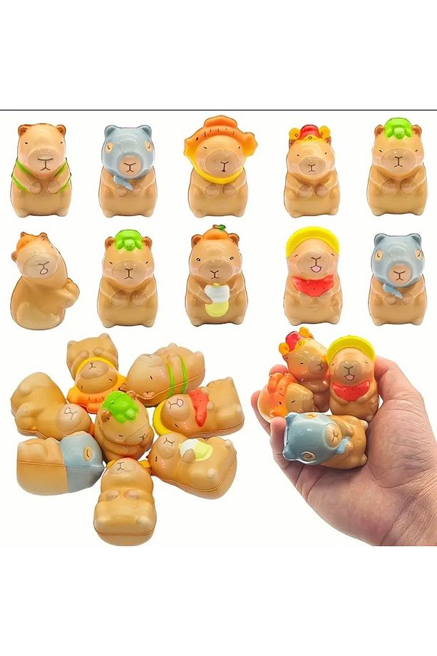 Capybara Squishy, Sukuşi, Yumuşak Sıkılabilir Stres Oyuncağı, Capybara Oyuncak (Karışık 1 Adet) - 2