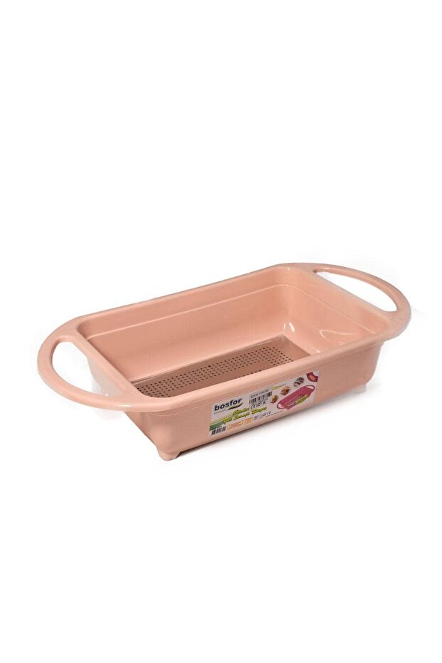 مصفاة بلاستيك مستطيل كبيرة الحجم مع مقبضين مع قاعدة ستيل - 2