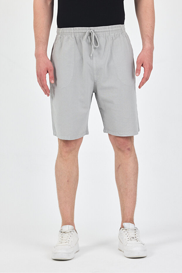 Men's Gray Relaxed Fit Linen Shorts & Bermuda