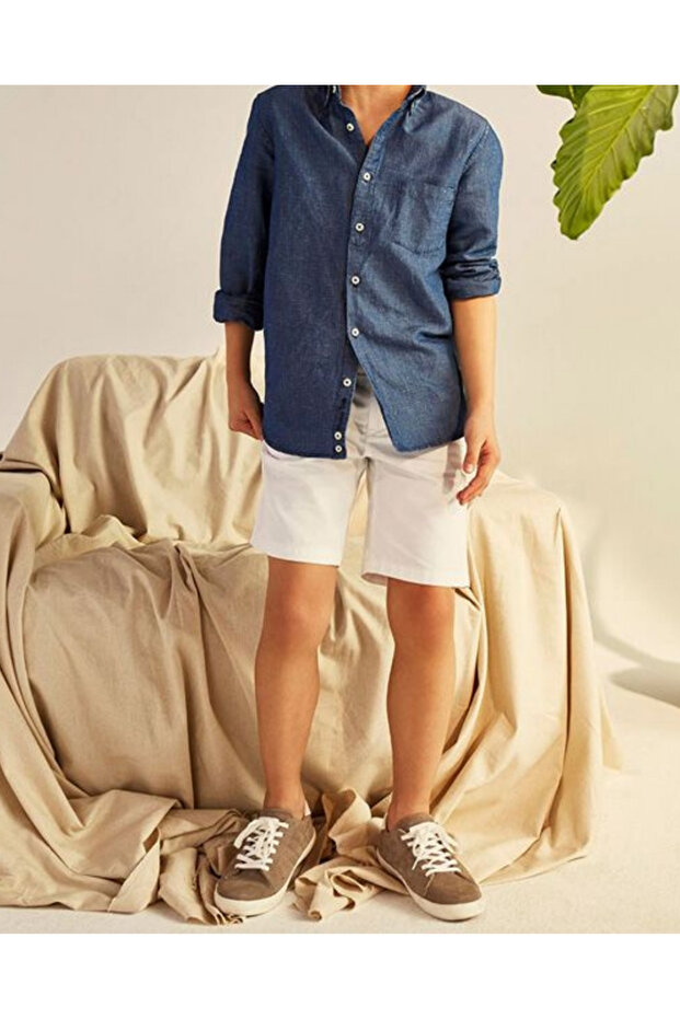 Erkek Çocuk Pamuklu Beyaz Şort - 2