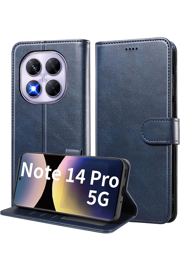 Xiaomi Redmi Note 14 Pro 5G Kılıf 360 Tam Kaplar Deri Dokulu Kapaklı Cüzdan Stand Kartvizitli Kapak - 1