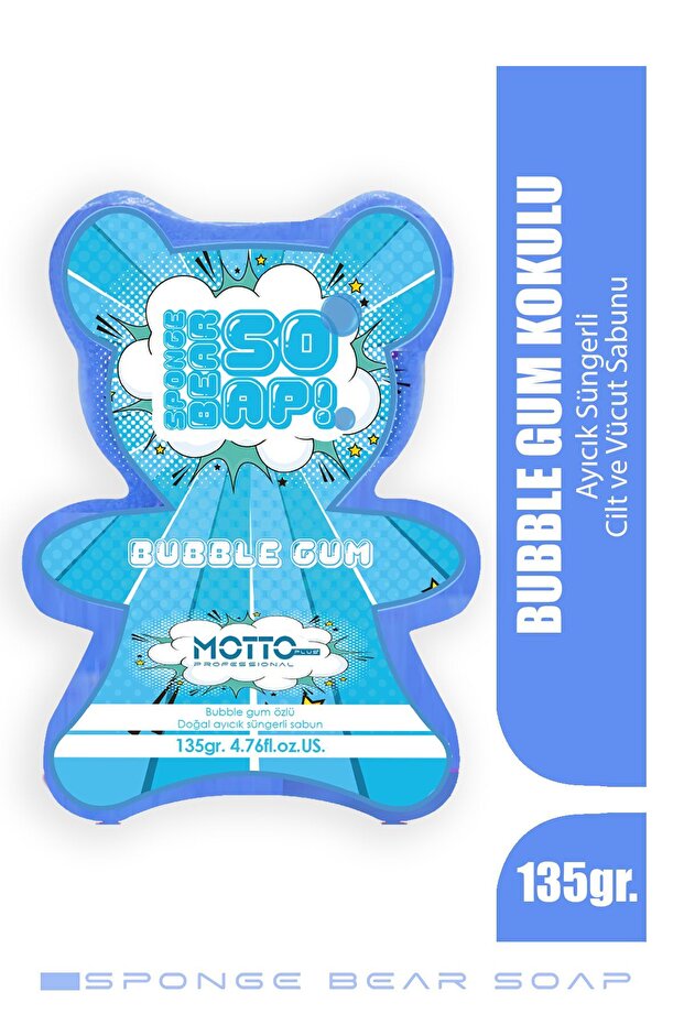 Natural Bubble Gum Scented Kids Sponge Soap Blue 135Gr.