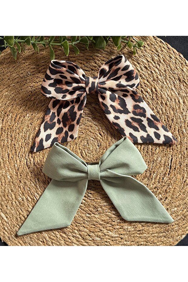 2-Piece Duck Linen Automatic Clip Bow Buckle
