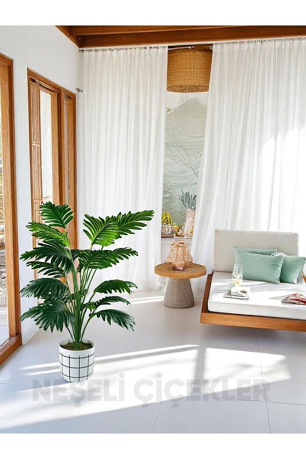 Yapay Ağaç Areka Palmiyesi 24 Yaprak 90cm Plastik Saksıda Yapay Salon Çiçeği - 4